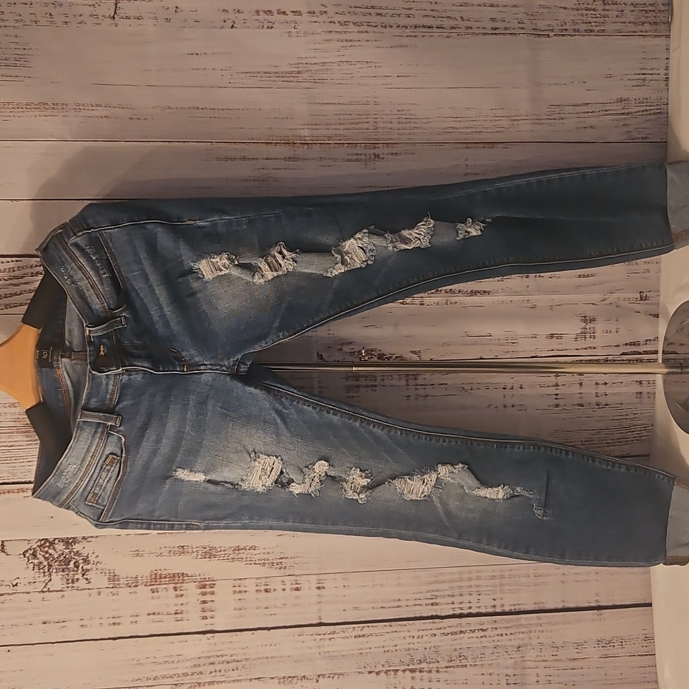 SPJ By Sneak Peek Distressed Skinny Ankle Cuffed Jeans